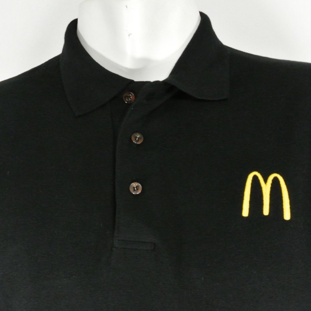 McDONALD'S Fast Food Employee Uniform Polo Shirt Black NEW Size L Large - Picture 3 of 11